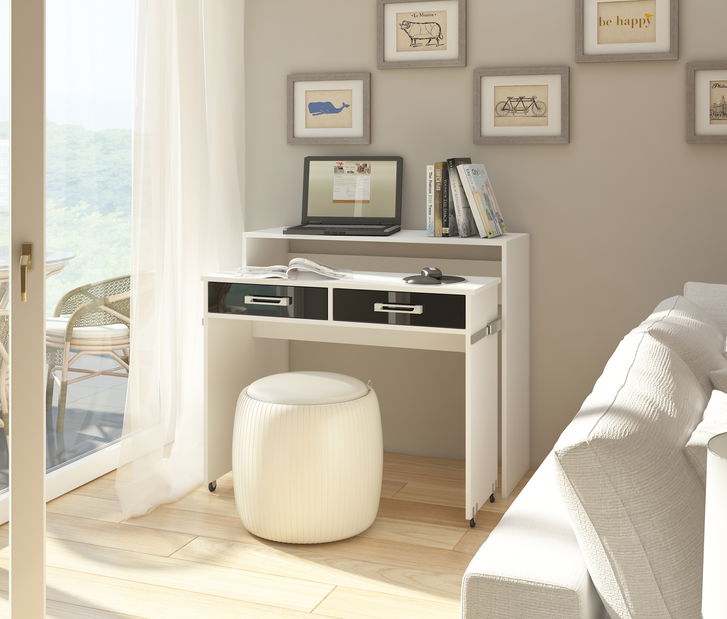 PC stolek Zoe (bílá + lesk černý)