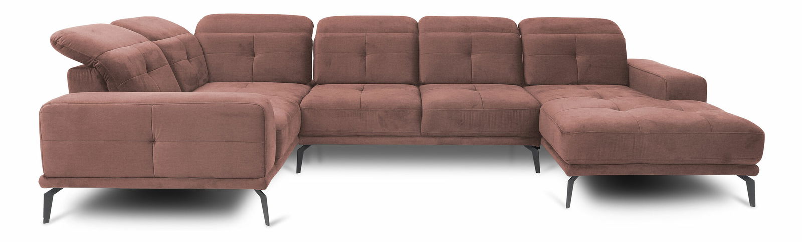 Rohová sedačka ve tvaru U Nicolette (světle růžová) (L)