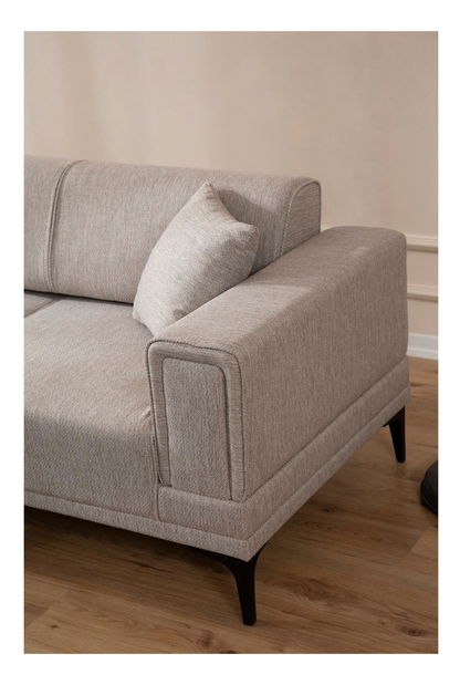 Rohová sedačka Horazotta (L) (světlohnědá + černá)