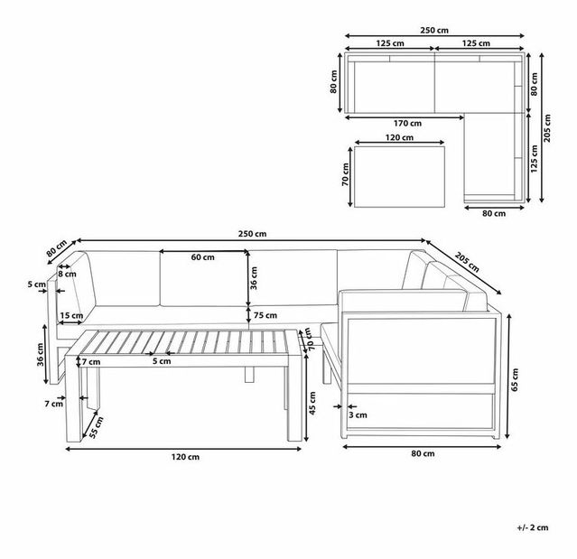 Zahradní sedací souprava Vance (světle šedá)