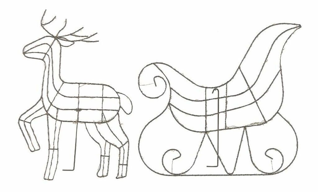 Venkovní dekorace saně a sob Spica (stříbrná) (s osvětlením)