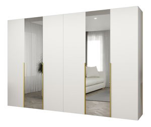Šatní skříň 300 cm Alice 2 (bílá + zlatá)