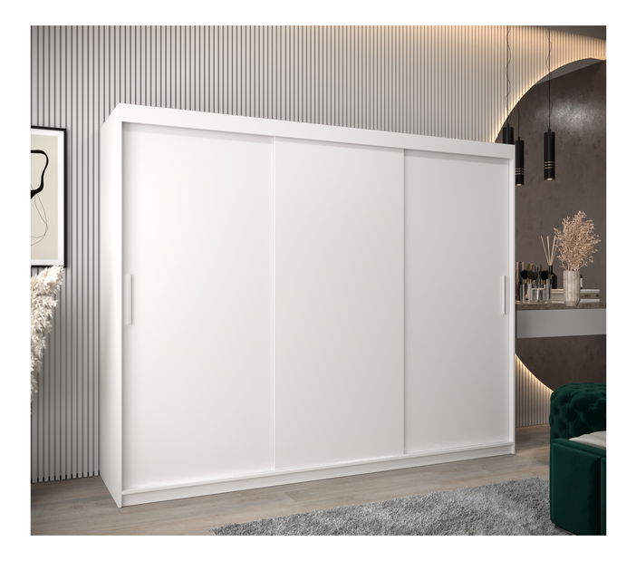Šatní skříň 250 cm Toki (Bílá matná + Bílá matná) *výprodej