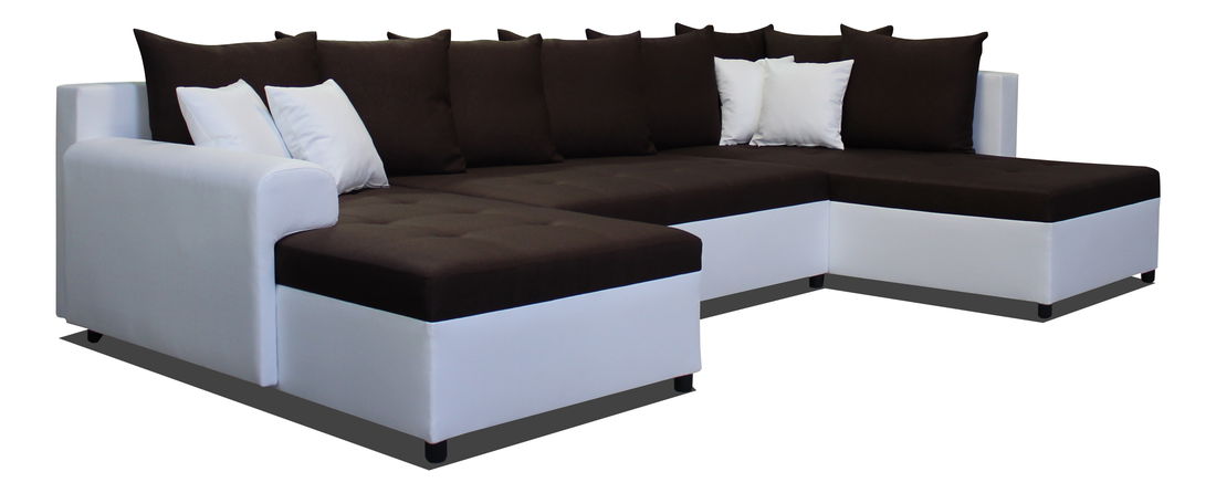 Rohová sedací souprava U Lisbona L+2F+BL (tmavě hnědá + bílá) (L)