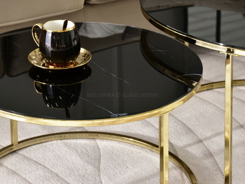 Konferenční stolek Grande (černý mramor + zlatá)