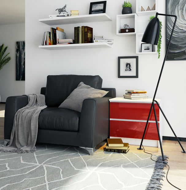 Noční stolek Kalista (červený lesk)