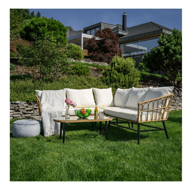 Zahradní set Arala (přírodní + béžová + černá) (pro 4 osoby)