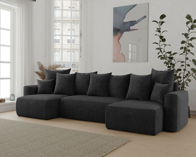 Rohová sedačka Denia U (černá) (L)
