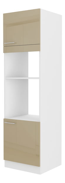 Potravinová kuchyňská skříňka na troubu Lavera 60 DP 210 2F (bílá + lesk cappucino)