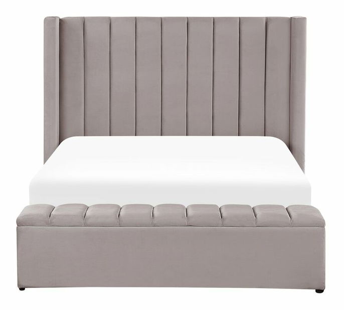 Manželská postel 140 cm NAIROBI (textil) (šedá) (s roštem)