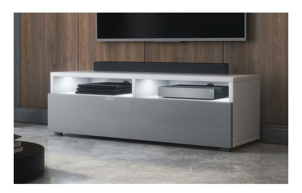 TV skříňka/stolek Redcan 100 (s osvětlením) (bílá + šedá)
