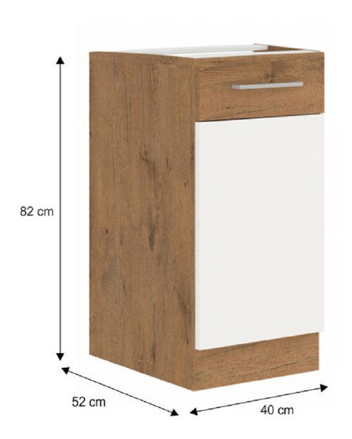 Dolní kuchyňská skříňka D40 1F BB Velaga (lesk bílý + dub lancelot)