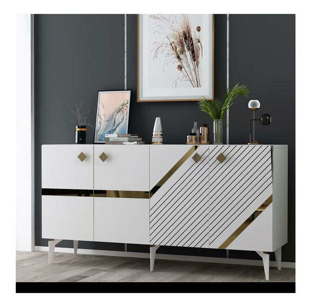 Skříňka Tabivo (bílá + zlatá)