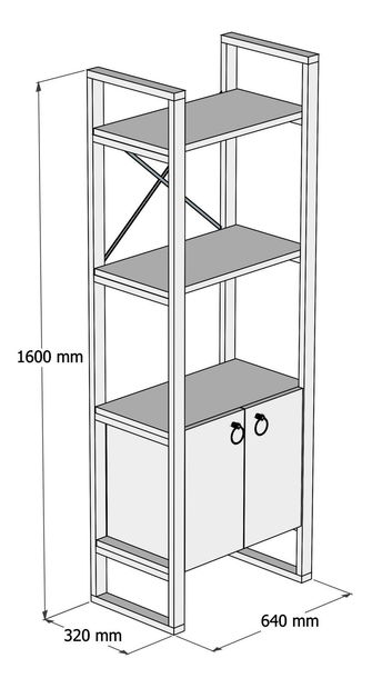 Regál Mupeli 1 (borovice atlantická + černá)