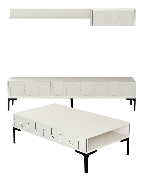 Sada nábytku do obývacího pokoje Lyantela (krémová + černá)