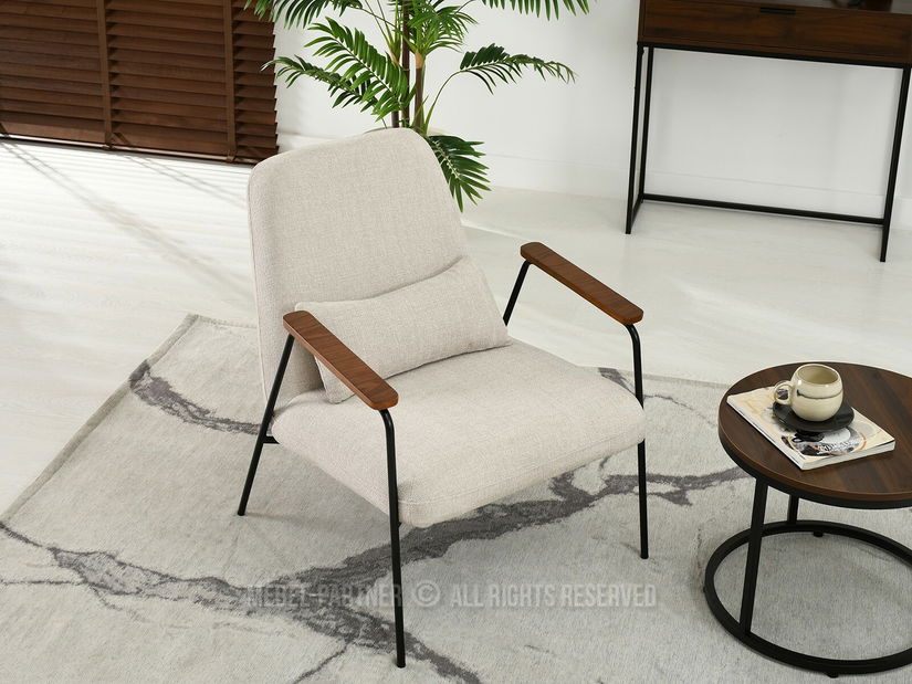 Křeslo Elba (krémová + ořech)