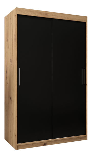 Šatní skříň 120 cm Toki (Dub artisan + Černá matná)