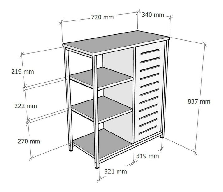 Regál Nuvopi 1 (dub safírový + černá)