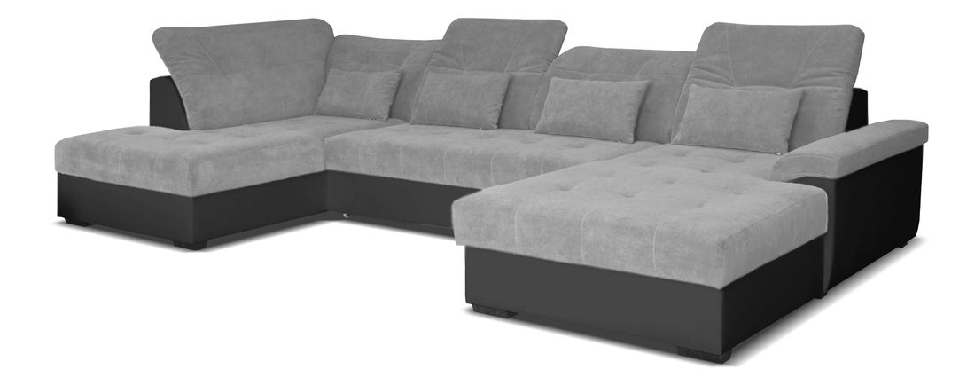 Rohová sedací souprava U Milton LB+2F+L (světle šedá + černá) (P)