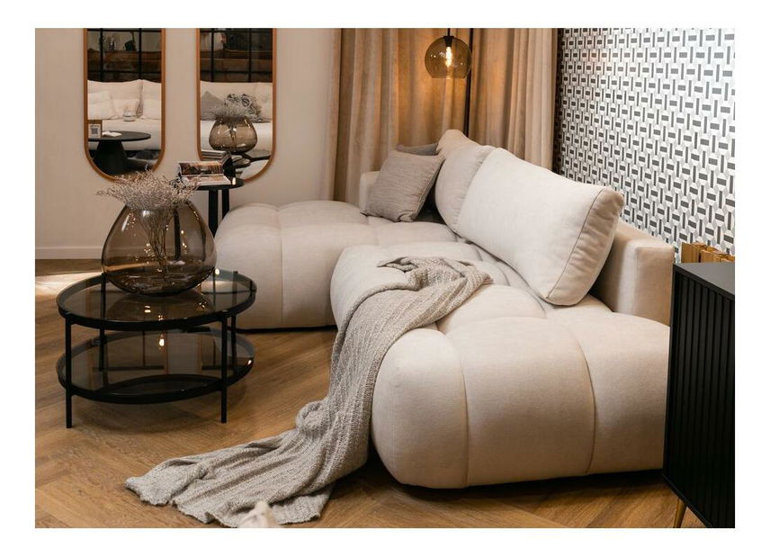 Rohová sedací souprava Ombre (L) (krémová + černá)