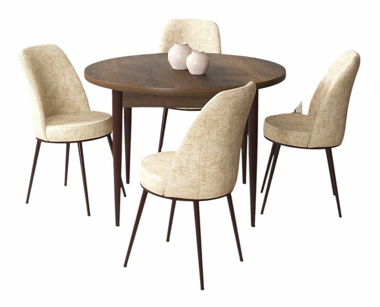 Jídelní set Torra (ořech barokní + krémová) (pro 4 osoby)