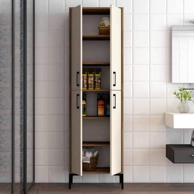 Policová skříň Berina 1 (Ořech + Krémová)