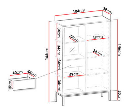 Vitrína Dernas WTSZ14 (grafit + dub wotan)