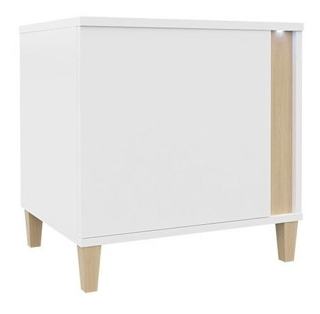 Noční stolek Aurelius-AR04 AR13 (bílá + bílá lesklá + přírodní)