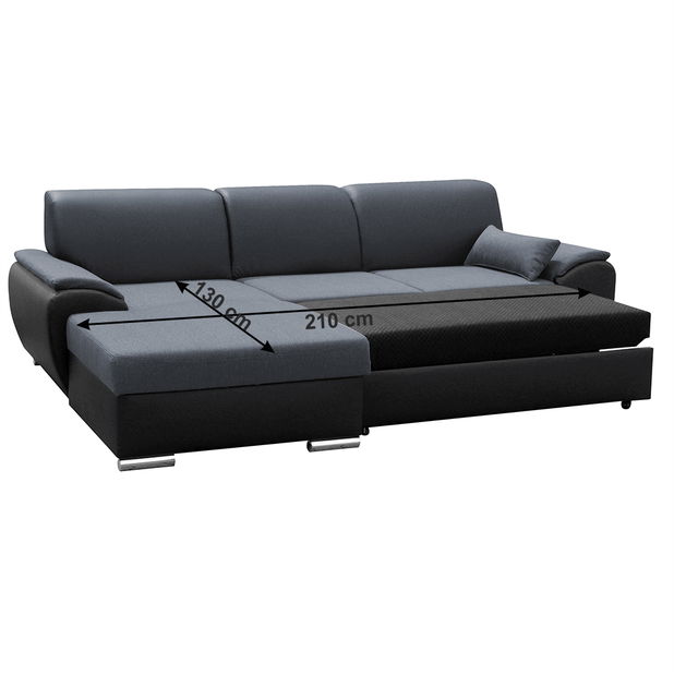 Rohová sedačka Excelsa 2 (L) (černá ekokůže + tmavě-šedá látka)