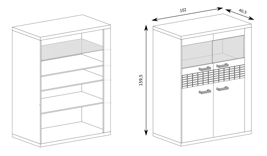 Vitrína Nature 05 (s LED osvětlením) (dub ribbeck)