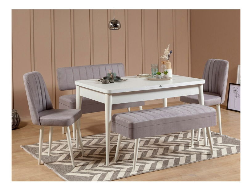 Jídelní set Vlasta 2 (bílá + šedá) (pro 6 osob)