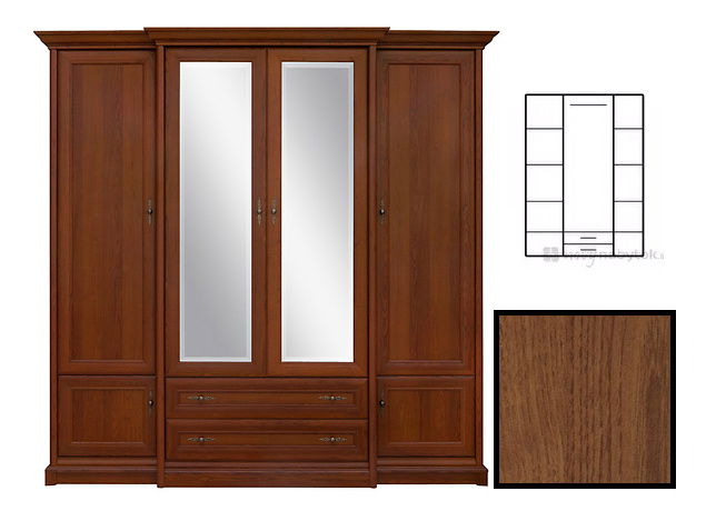 Šatní skříň BRW KENT ESZF 4D2S (Kaštan)