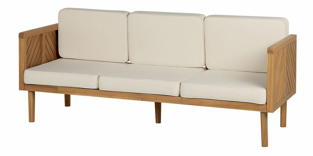 Zahradní sestava Blas (světlé akáciové dřevo + krémová bílá)