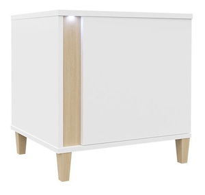 Noční stolek Aurelius-AR04 AR07 (bílá + bílá lesklá + přírodní)