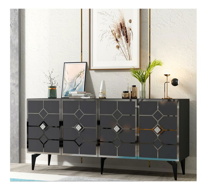 Skříňka Pivuti (antracit + stříbrná)