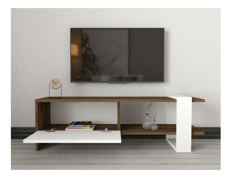 Souprava nábytku do obývacího pokoje Dutudo (ořech + bílá)