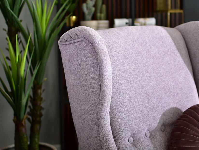 Křeslo ušák Margis (pudrová + ořech)