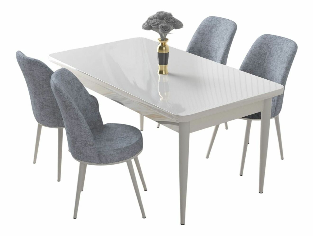 Jídelní set Nilla (mramor černý + vínová) (pro 4 osoby)