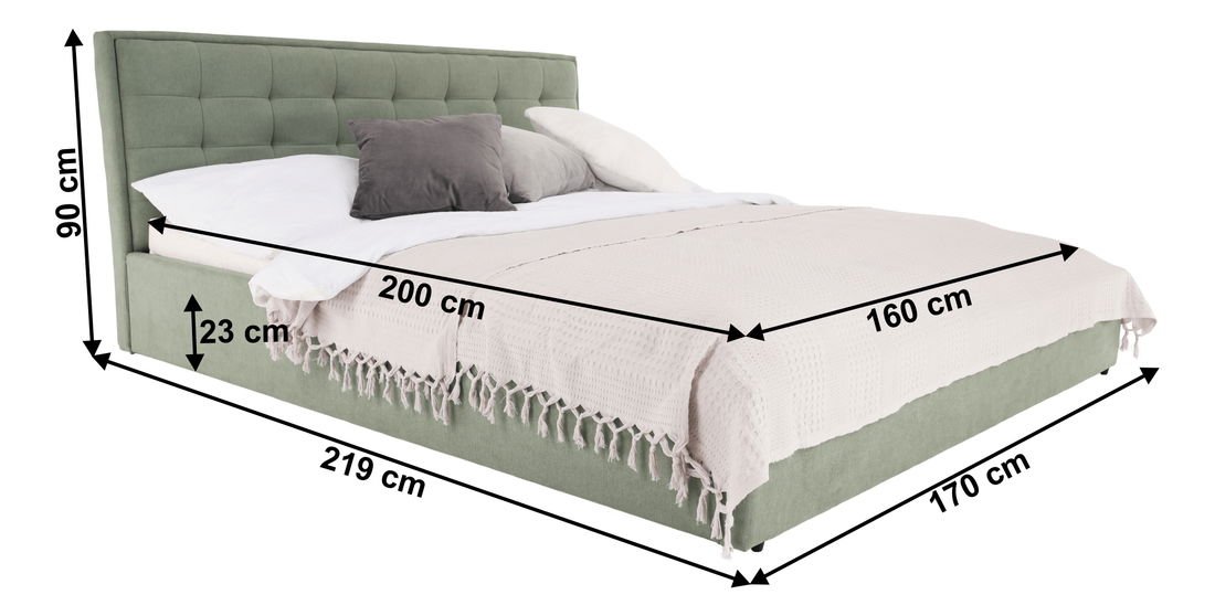 Manželská postel 160 cm Essie (s roštem) (mentolová)