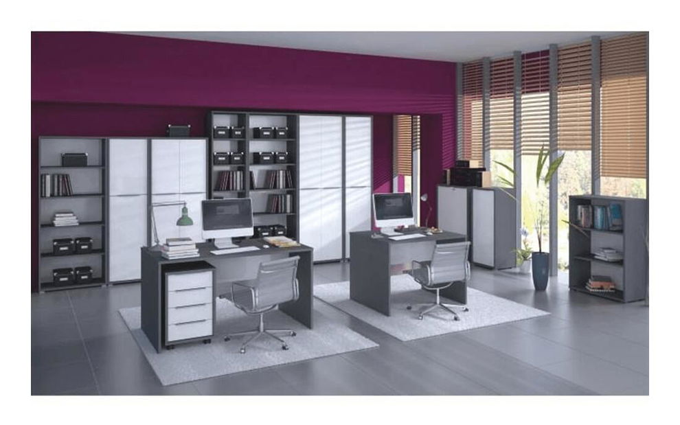 Kancelářský kontejner se zámkem Hamila NEW TYP 30 (grafit + bílá)