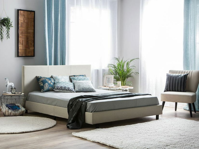 Manželská postel 180 cm ALVIA (s roštem) (béžová)