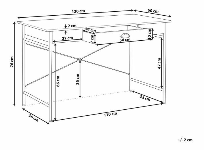 Psací stůl COSTO (120 x 60 cm) (MDF) (tmavé dřevo)