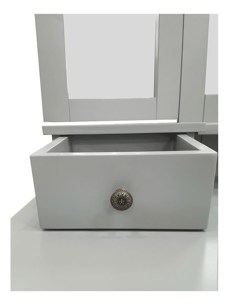 Toaletný stolík s taburetkou Galway NEW (šedá + stříbrná)