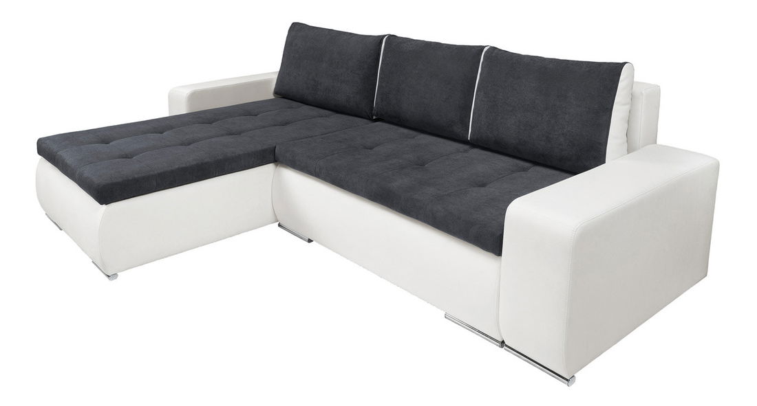 Rohová sedací souprava BRW Marina II Lux 3DL.URC bílá/modrošedá (L)