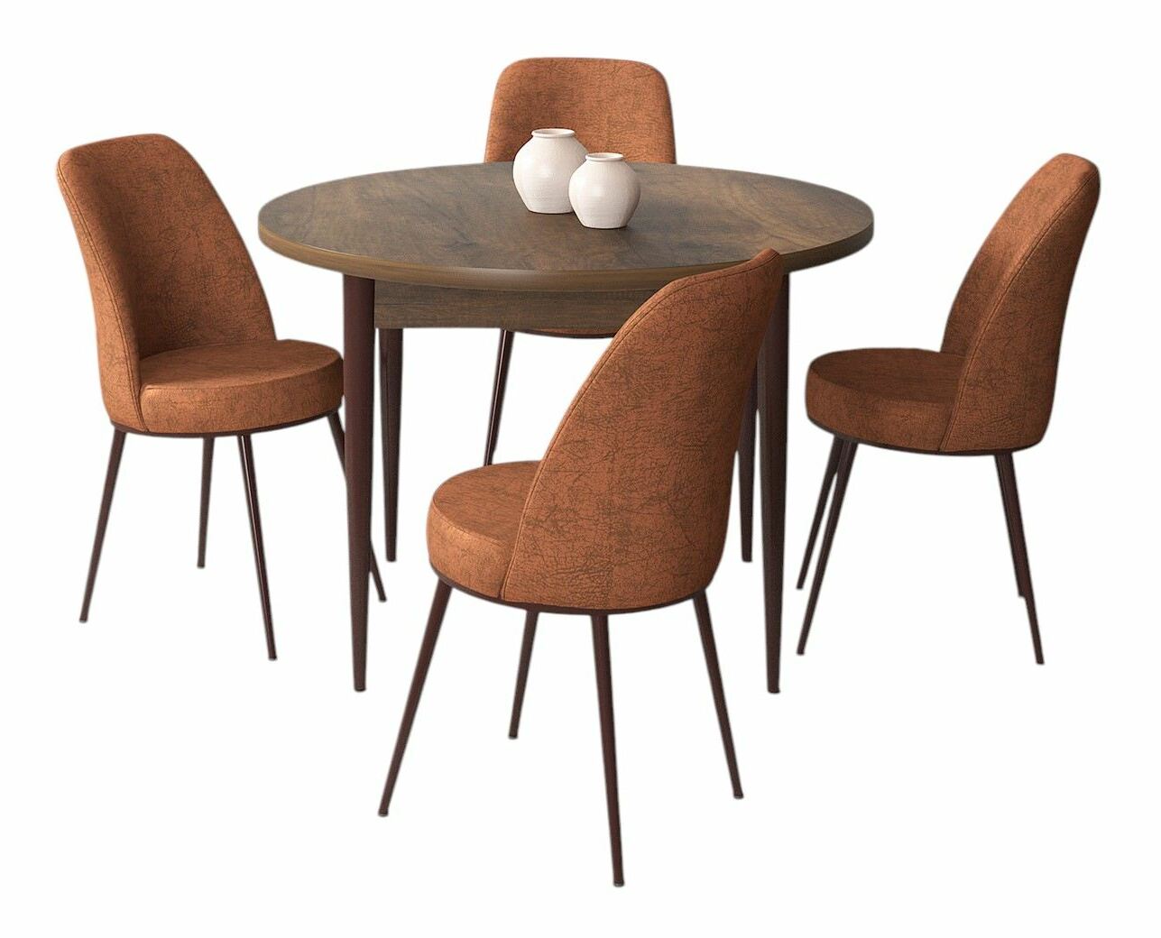 Jídelní set Torra (ořech barokní + cihlová) (pro 4 osoby)