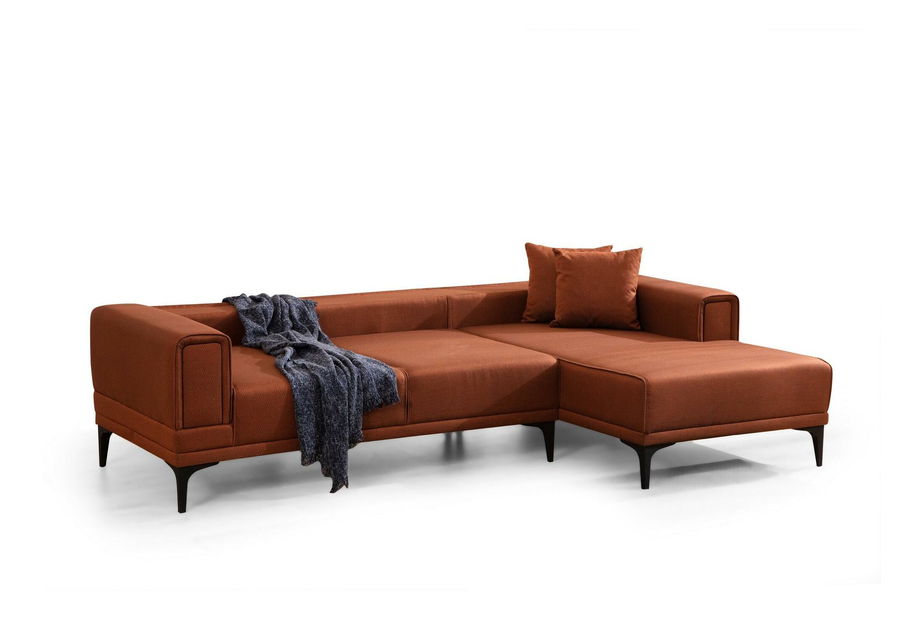 Rohová sedačka Horazotta (P) (cihlová + černá)