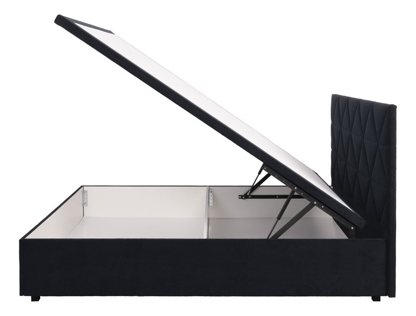 Manželská postel 160 cm Botones (černá) (s roštem) (s úl. prostorem)