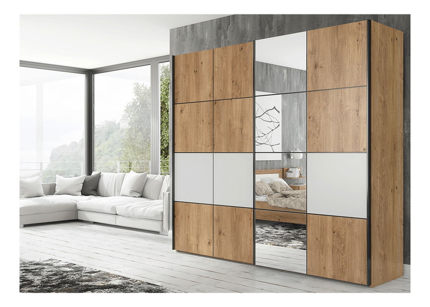 Šatní skříň Puerto (dub grandson + bílá matná)