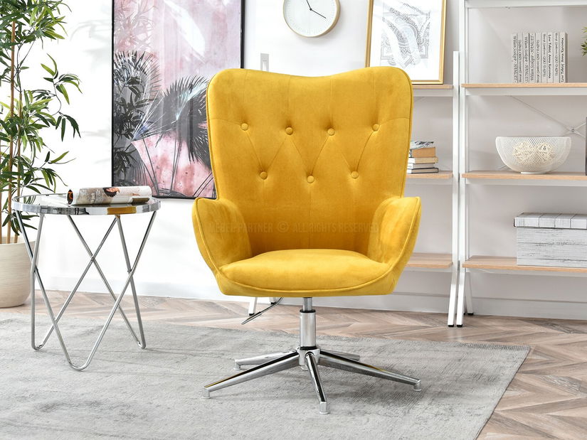 Křeslo Truni (žlutá + chromová)
