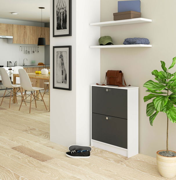 Botník Simran (bílá + grafit šedý)